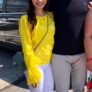 Topshop yellow flowy top